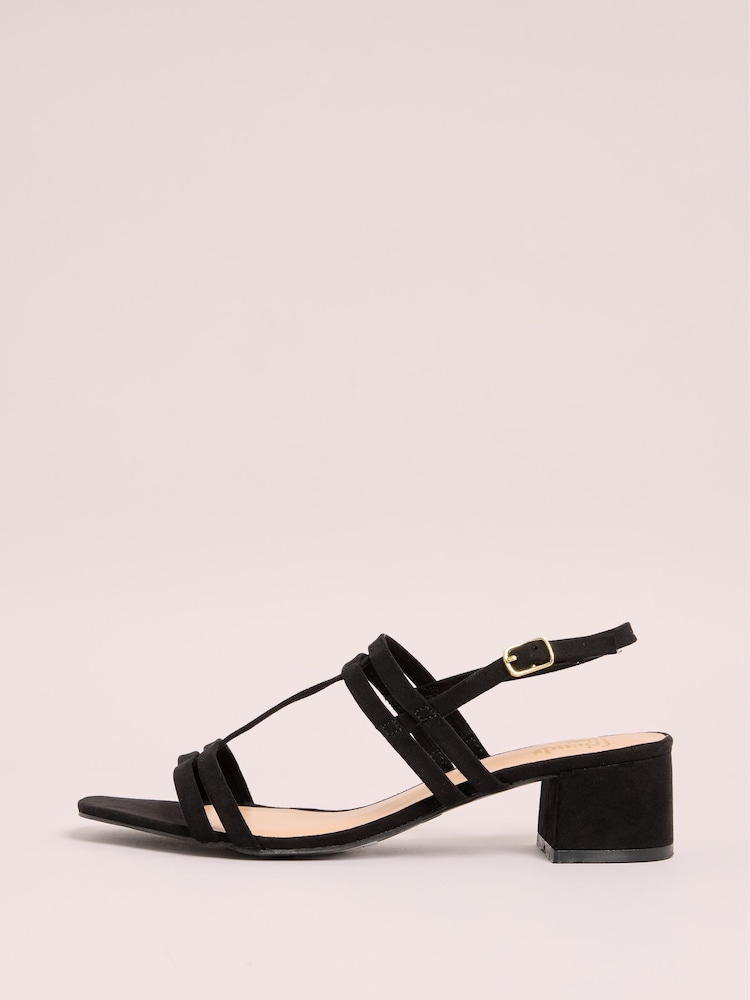 Friends Like These Black Suedette Wide Fit Minimal Block Low Heel Sandal - Image 5 of 5
