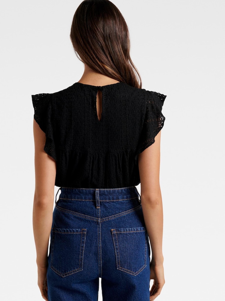 Forever New Black Lianna Lace Pintuck Top - Image 2 of 5