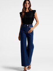 Forever New Black Lianna Lace Pintuck Top - Image 4 of 5