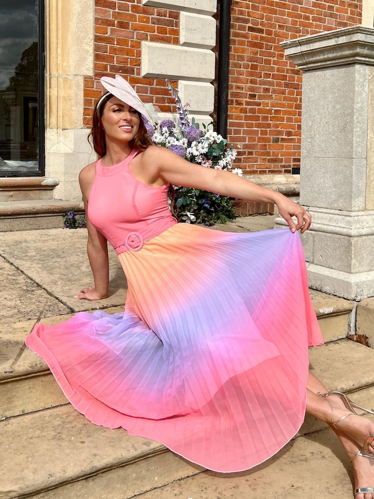 Style Cheat X Luisa Zissman Multi Luisa Belted Pleated Maxi Dress - Image 2 of 4