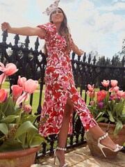 Style Cheat Pink/Red X Luisa Zissman Drew Ruched Sleeve Mini Dress - Image 1 of 4
