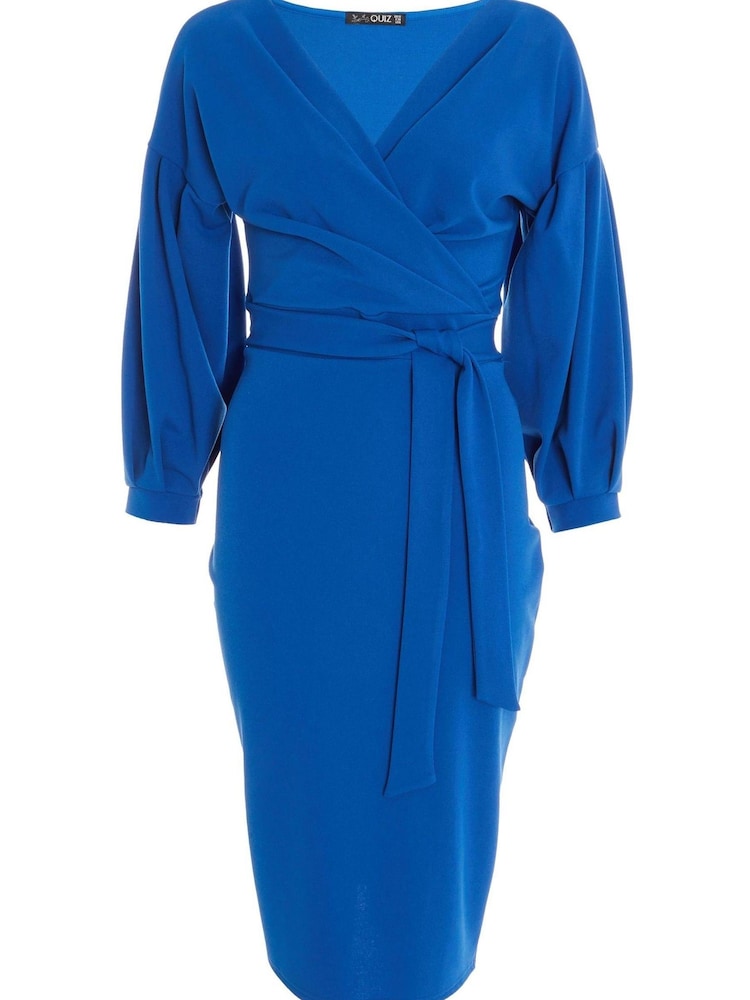 Quiz Royal Blue Bardot Puff Sleeve Dress - Image 5 of 5