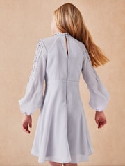 Lipsy Grey Long Sleeve Sequin Occasion Dress - Image 2 of 4