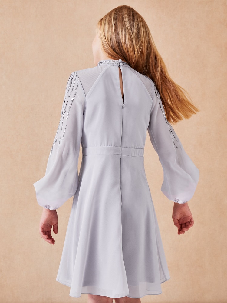 Lipsy Grey Long Sleeve Sequin Occasion Dress - Image 2 of 4 Lipsy Grey Long Sleeve Sequin Occasion Dress - Image 2 of 4