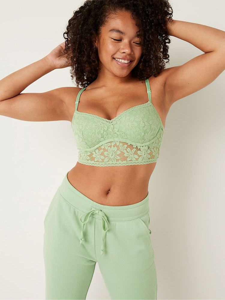 Victoria's Secret PINK Soft Jade Purple Lace Wired Push Up Bralette - Image 1 of 3