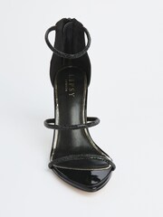 Lipsy Black Diamante Strappy Glitter High Heeled Sandal - Image 4 of 4