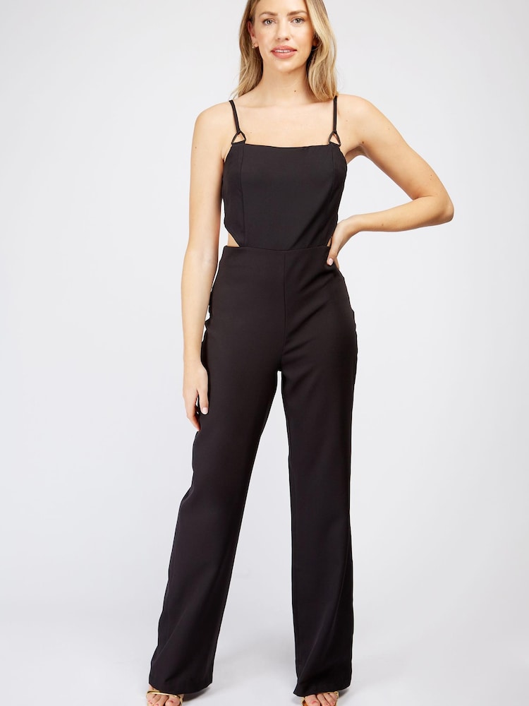 Trendyol Black Jumpsuit With Cut Out Detail And Hoop Detail Straps - Image 1 of 4 Trendyol Black Jumpsuit With Cut Out Detail And Hoop Detail Straps - Image 1 of 4