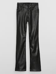 Gap Black Mid Rise Fitted  Boot Faux-Leather Trousers - Image 5 of 6