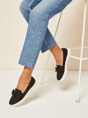 Friends Like These Black Regular Fit Slip On Bow Trim Trainer - Image 2 of 4