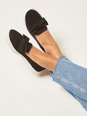 Friends Like These Black Regular Fit Slip On Bow Trim Trainer - Image 3 of 4