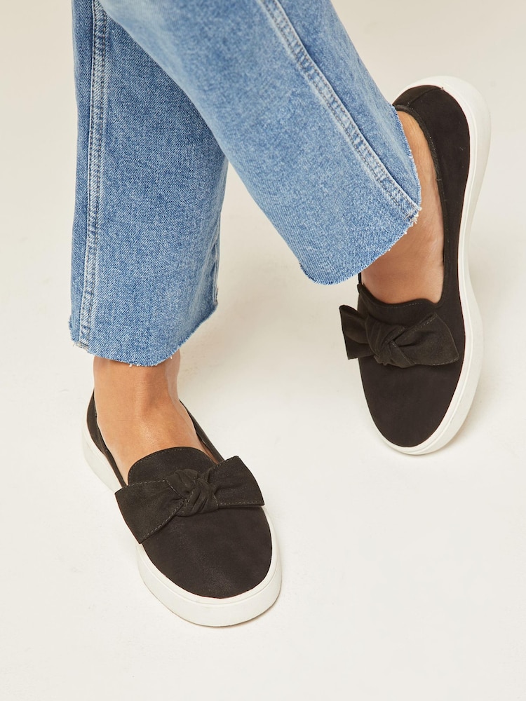 Friends Like These Black Regular Fit Slip On Bow Trim Trainer - Image 4 of 4