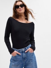 Gap Black Boat Neck Long Sleeve T-Shirt - Image 1 of 2