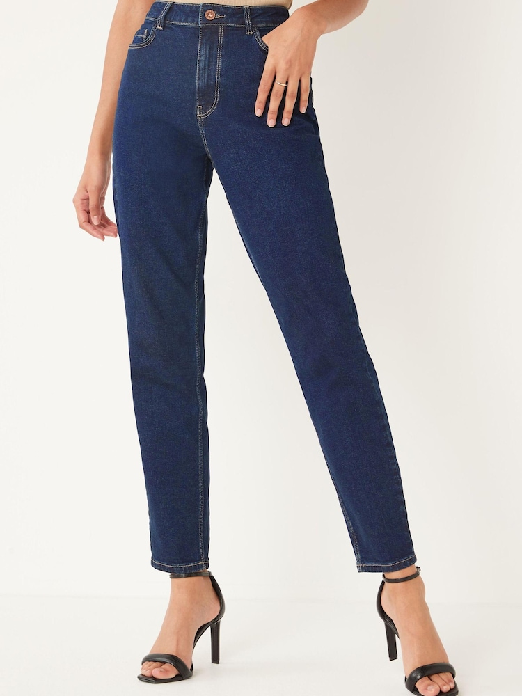 PIECES Blue High Waisted Mom Jean - Image 1 of 2