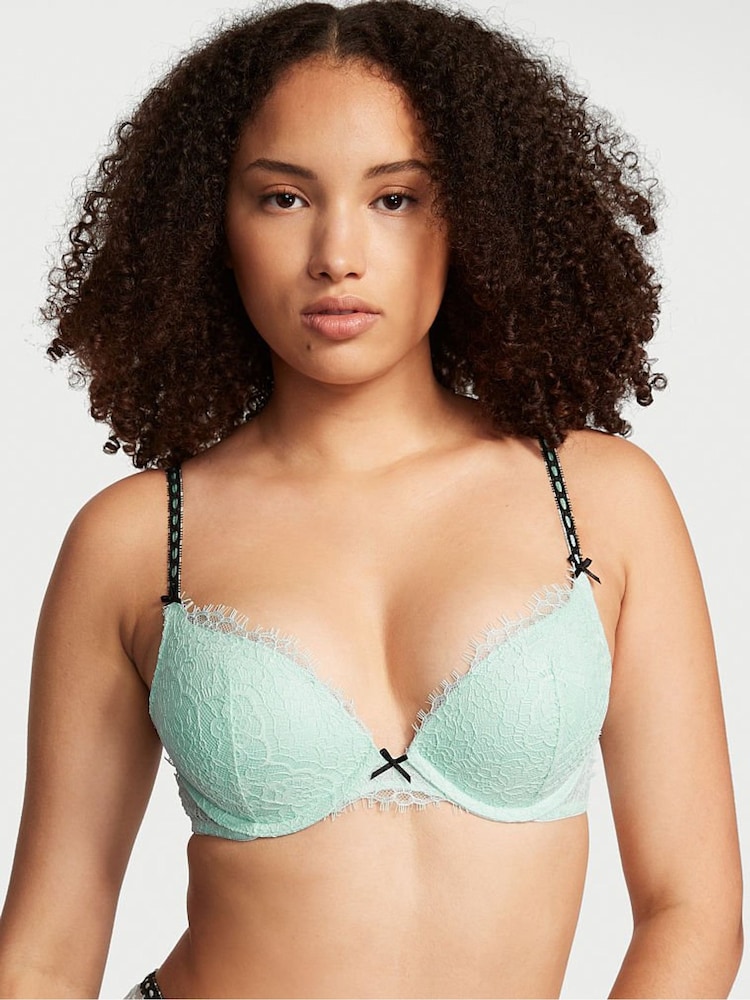 Victoria's Secret Opal Blue Lace Lightly Lined Demi Bra - Image 2 of 4