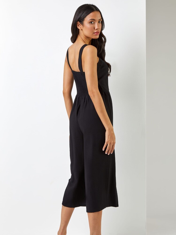 Roman Black Wide Leg Culotte Jumpsuit - Image 2 of 5