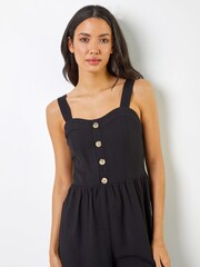 Roman Black Wide Leg Culotte Jumpsuit - Image 4 of 5