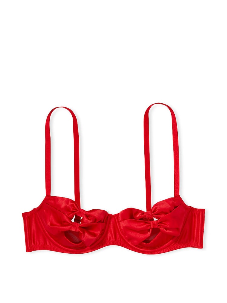 Victoria's Secret Lipstick Red Dream Angels Wicked Peekaboo Cup Bow Balcony Bra - Image 3 of 3