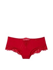 Victoria's Secret Lipstick Red Micro Lace Inset Cheeky Knickers - Image 3 of 3