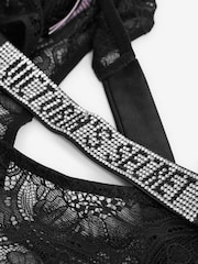 Victoria's Secret Black Lace Shine Strap Crotchless Brazilian Knickers - Image 6 of 6