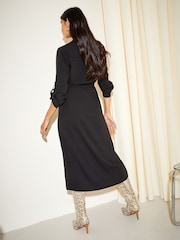 Friends Like These Black Button Through Shirt Midi Dress - Image 4 of 4