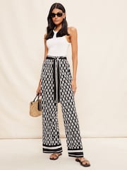 Friends Like These Black/White Geo Wide Leg Pull On Trousers - Image 3 of 4