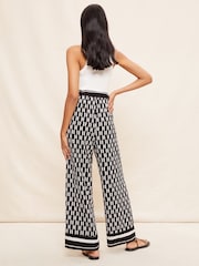 Friends Like These Black/White Geo Wide Leg Pull On Trousers - Image 4 of 4