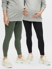 Mamalicious Black & Green Maternity 2 Pack Leggings - Image 1 of 4