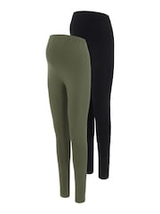 Mamalicious Black & Green Maternity 2 Pack Leggings - Image 4 of 4