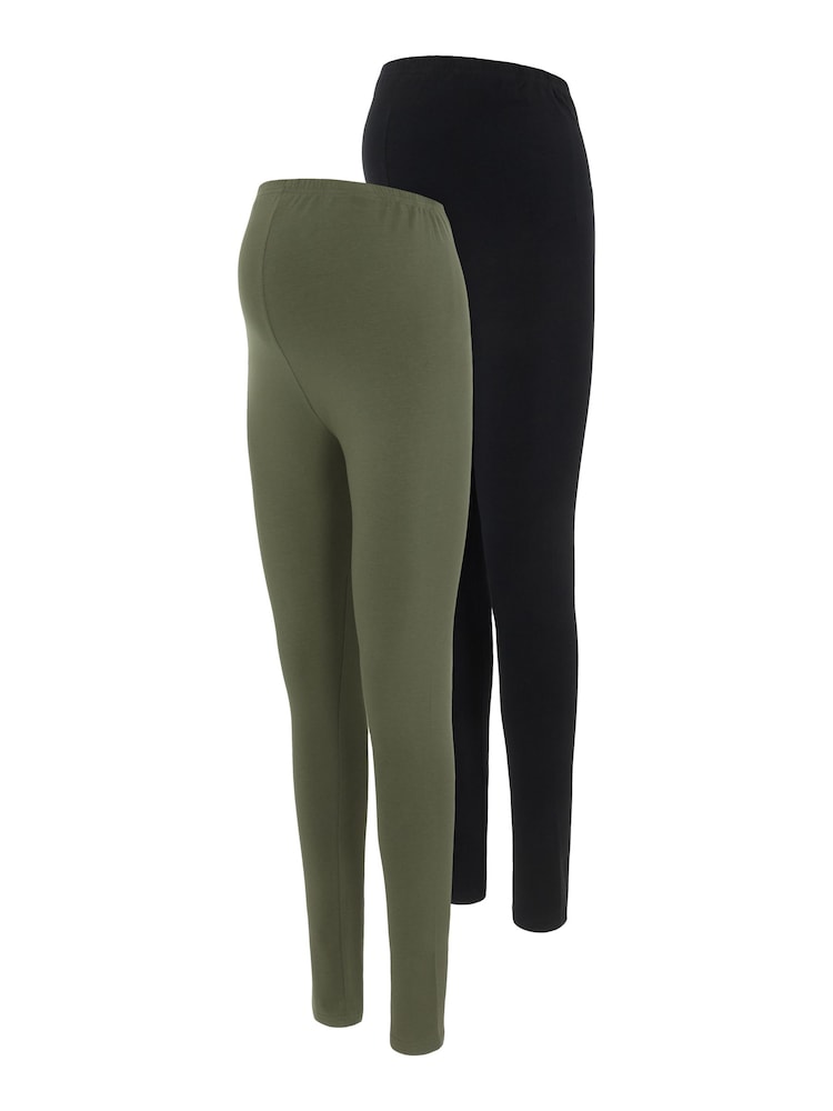 Mamalicious Black & Green Maternity 2 Pack Leggings - Image 4 of 4
