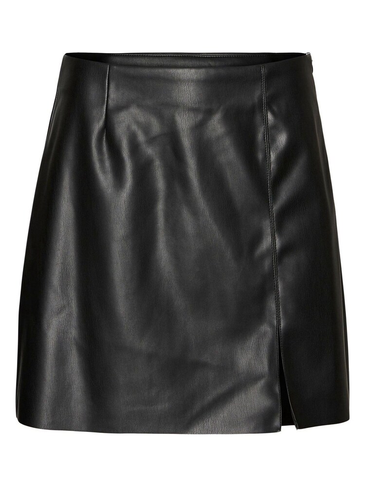 NOISY MAY Black Leather Look Mini Skirt with Slit Detail - Image 4 of 4 NOISY MAY Black Leather Look Mini Skirt with Slit Detail - Image 4 of 4