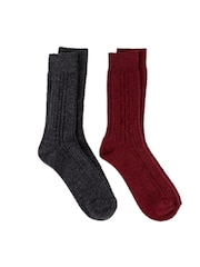 Totes Grey Twin Pack Thermal Wool Blend Socks - Image 1 of 5