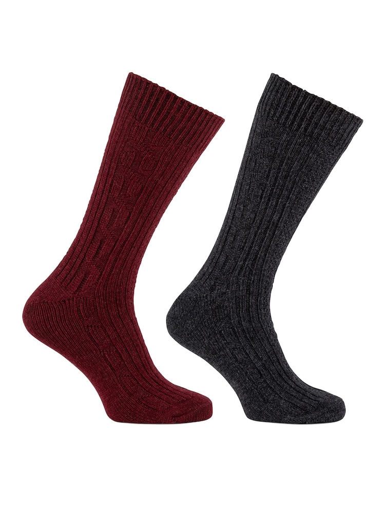 Totes Grey Twin Pack Thermal Wool Blend Socks - Image 5 of 5