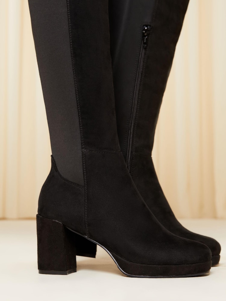 Lipsy Kniehohe Stiefel mit Stretcheinsatz und mittelhohem Blockabsatz - Bild 4 von 4