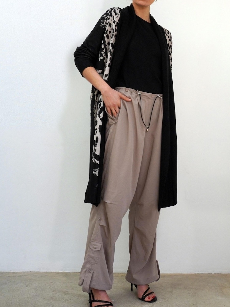 Religion Brown Long Line Soft Cotton Glitch Cardigan With Animal Pattern - Image 2 of 5