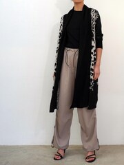 Religion Brown Long Line Soft Cotton Glitch Cardigan With Animal Pattern - Image 4 of 5