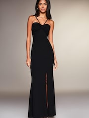 Lipsy Black Strappy Halter Side Split Maxi Dress - Image 1 of 4