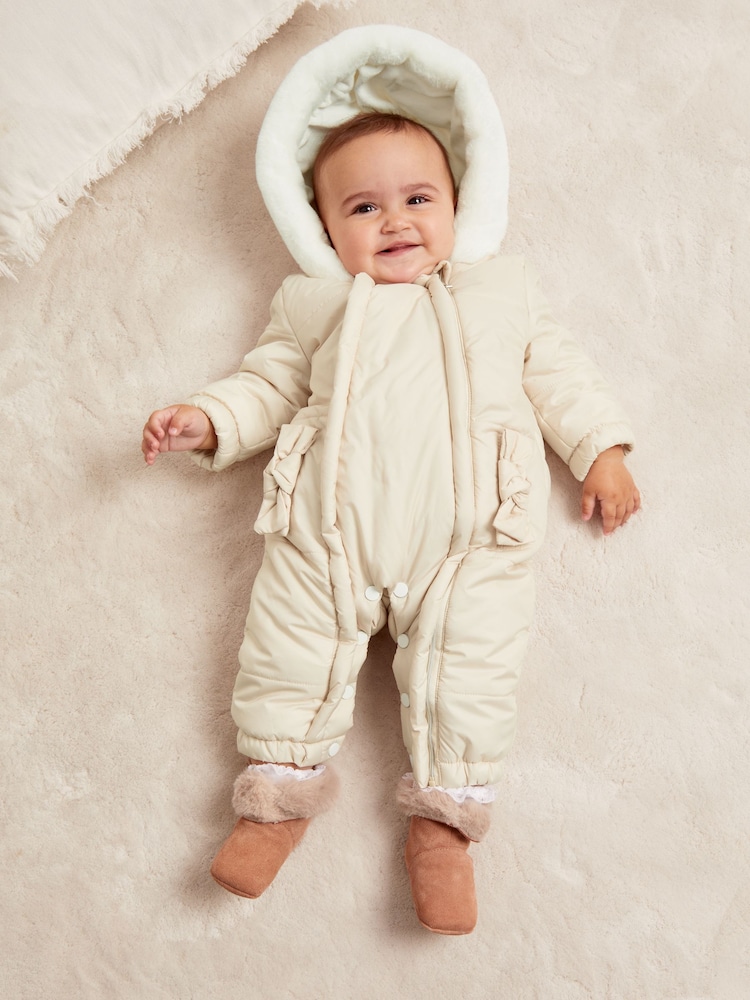 Lipsy Cream Snowsuit (0-6yrs) - Image 1 of 2