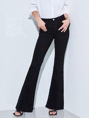Lipsy Black Petite Mid Rise Flare Jeans - Image 1 of 3