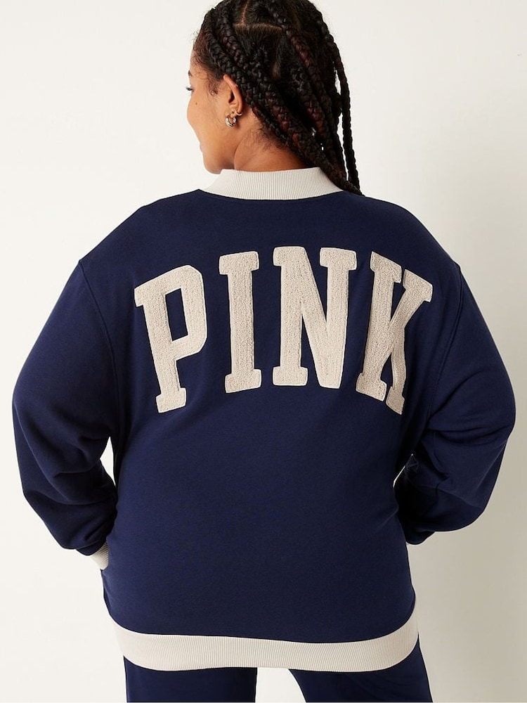 Victoria's Secret PINK Blue Varsity Fleece Jacket - Image 2 of 3