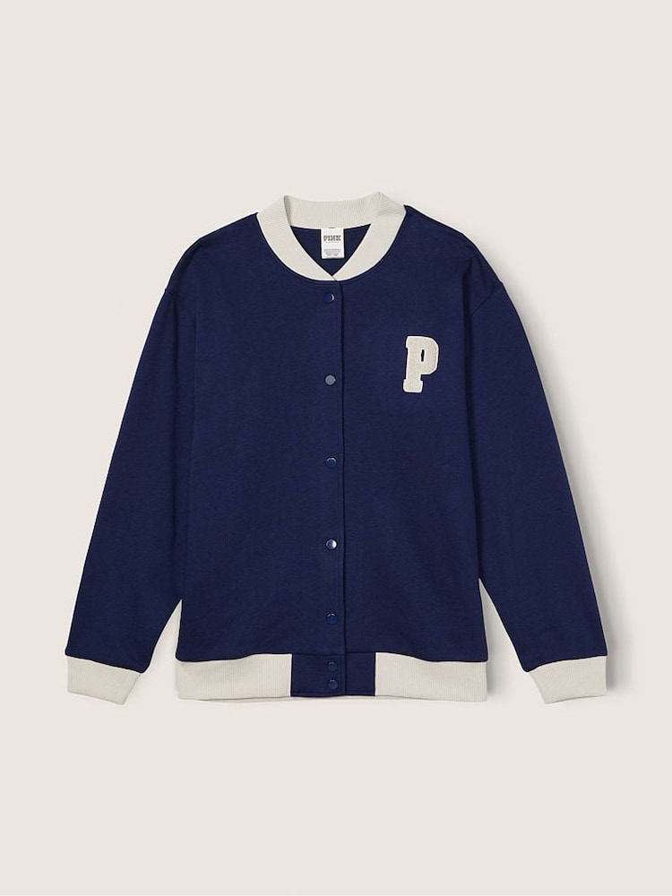 Victoria's Secret PINK Blue Varsity Fleece Jacket - Image 3 of 3
