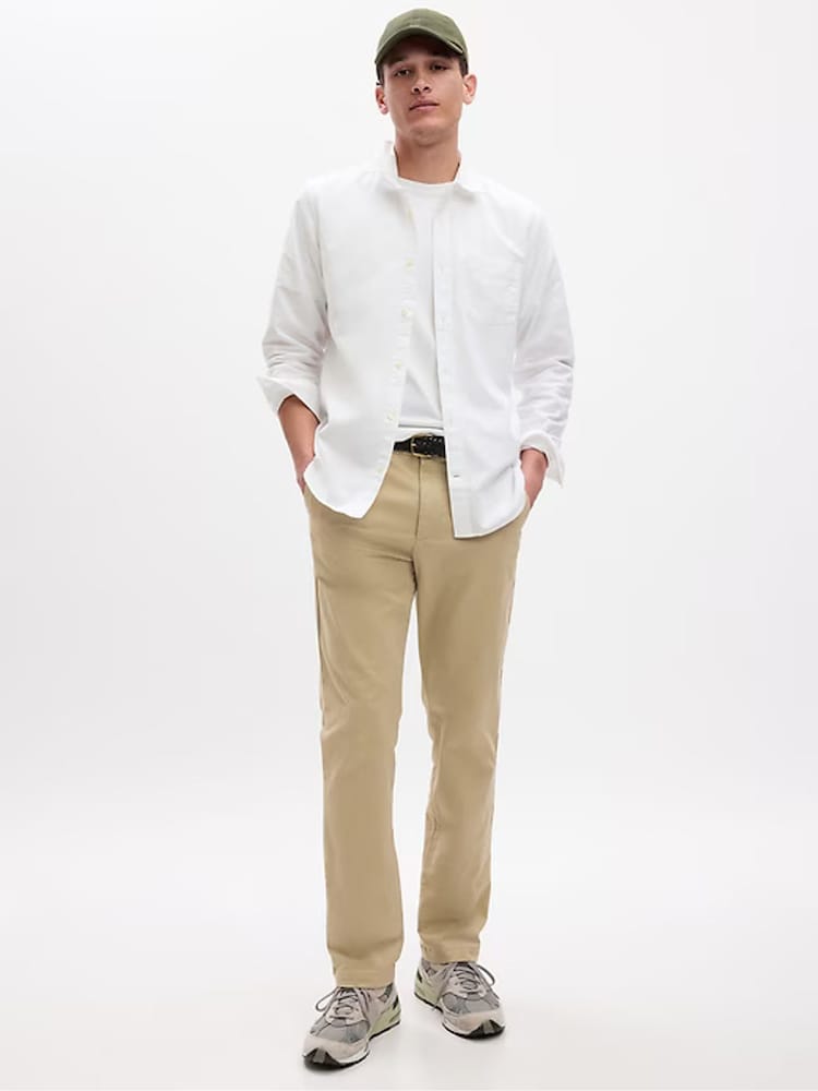 Gap Beige Straight Fit Stretch Essential Chino Trousers - Image 2 of 7