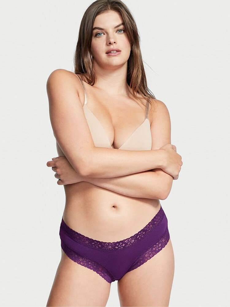 Victoria's Secret Eggplant Purple Cotton Lace Waist Cheeky Knickers - Image 1 of 1 Victoria's Secret Eggplant Purple Cotton Lace Waist Cheeky Knickers - Image 1 of 1