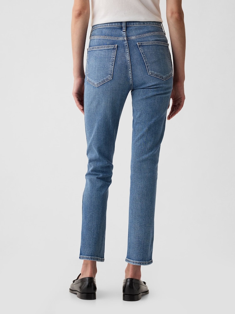 Gap Mid Blue High Waisted  Stretch Ankle Length Vintage Slim Jeans - Image 2 of 4