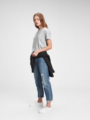 Gap Light Grey Vintage 100% Organic Cotton Crew Neck Short Sleeve T-Shirt - Image 3 of 7