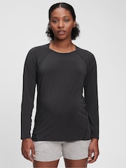 Gap Black Maternity Breathable Long Sleeve Crew Neck T-Shirt - Image 1 of 2