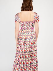 Little Mistress Pink & White Multi Floral Pleated Midi Dress - Image 3 of 4
