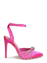 Linzi Fuchsia Pink Illuminate Court Style Heel With Knotted Diamante Trim - Image 2 of 4
