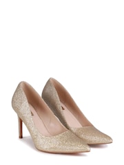 Linzi Gold Glitter Overjoyed Stiletto Pointed Court Heel - Image 3 of 4