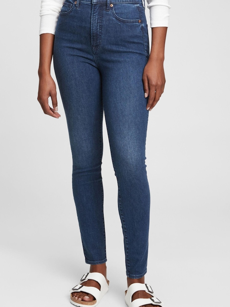 Gap Dark Wash Blue High Waisted True Skinny Jeans - Image 1 of 3 Gap Dark Wash Blue High Waisted True Skinny Jeans - Image 1 of 3
