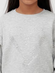 SOCIETY 8 KIDSWEAR Grey Heart Ruffle Sleeve Jumper - Image 1 of 4